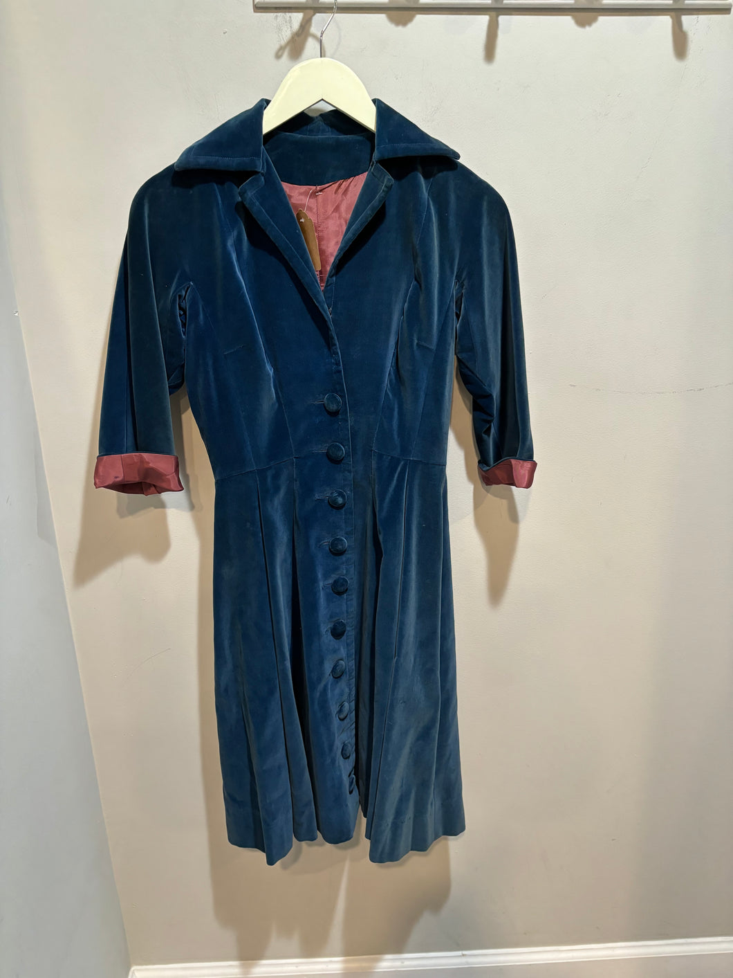 Vintage Blue Velour Swing Dress