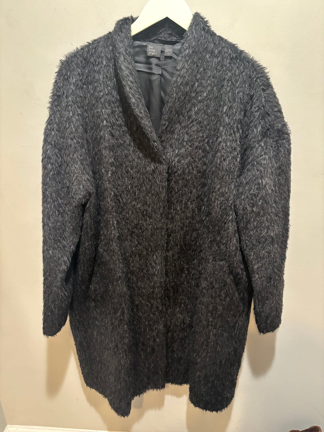 Eileen Fisher Black Shaggy Coat