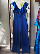 Load image into Gallery viewer, Bebe Blue Flutter Neckline Jumpsuit
