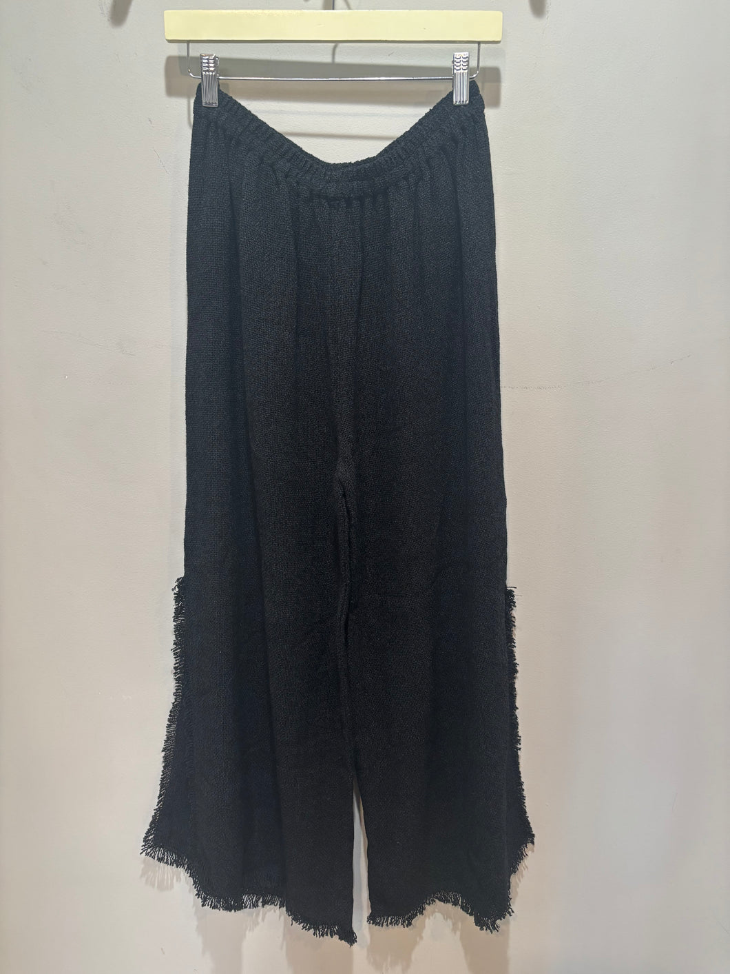 Dilemma Black Texture Side Slit Pants