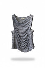 Load image into Gallery viewer, Anthro Deletta Blue Stripes Rusching Tank Top
