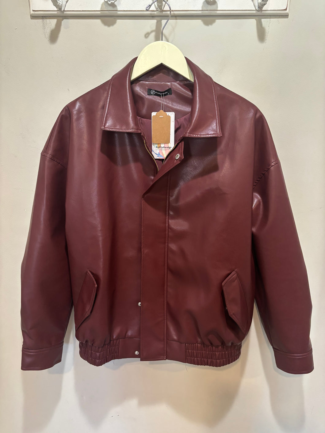 Pretty Garden Burgundy Vegan Leather Jacket
