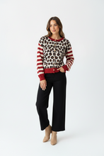 Load image into Gallery viewer, Burgundy Leopard Stripes Cardigan
