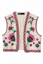 Load image into Gallery viewer, Zara Cream Floral Embroidered Vest
