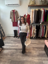 Load image into Gallery viewer, Anthropologie Cream Striped Colorblock Top
