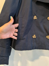 Load image into Gallery viewer, Bagatelle Blue Cropped Trench Jacket
