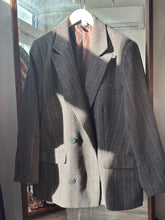 Load image into Gallery viewer, Brown Double Breasted Striped Herringbone Blazer
