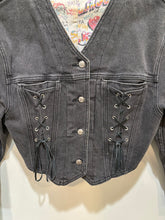 Load image into Gallery viewer, Vintage LA Gear 90s Black Laceup Denim Jacket
