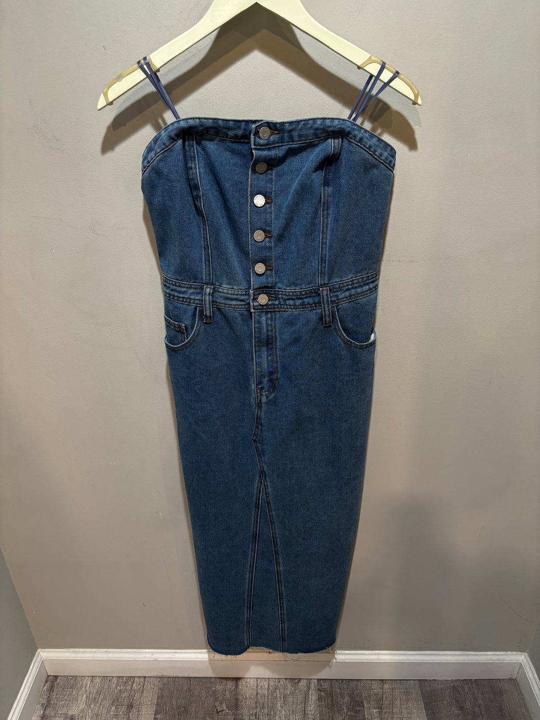 Medium Wash Denim Strapless Dress