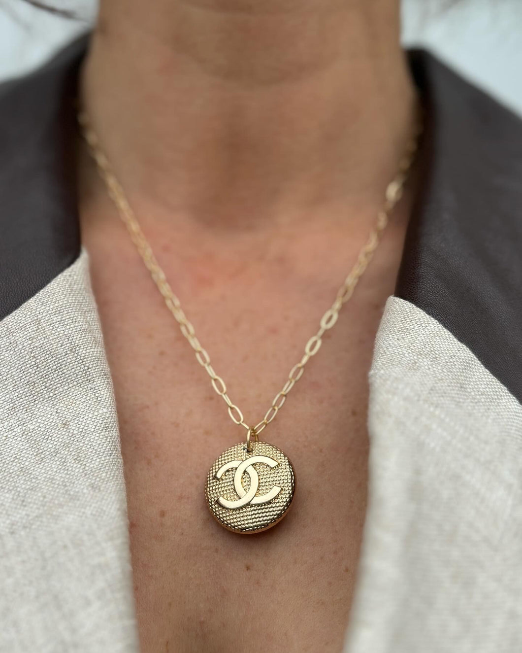 Authentic Vintage Chanel Button on a Chain