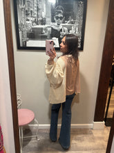 Load image into Gallery viewer, POL Tan Mixed Patterns Top
