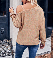 Load image into Gallery viewer, Embellished Shoulder Waffle Knit Top - Tan
