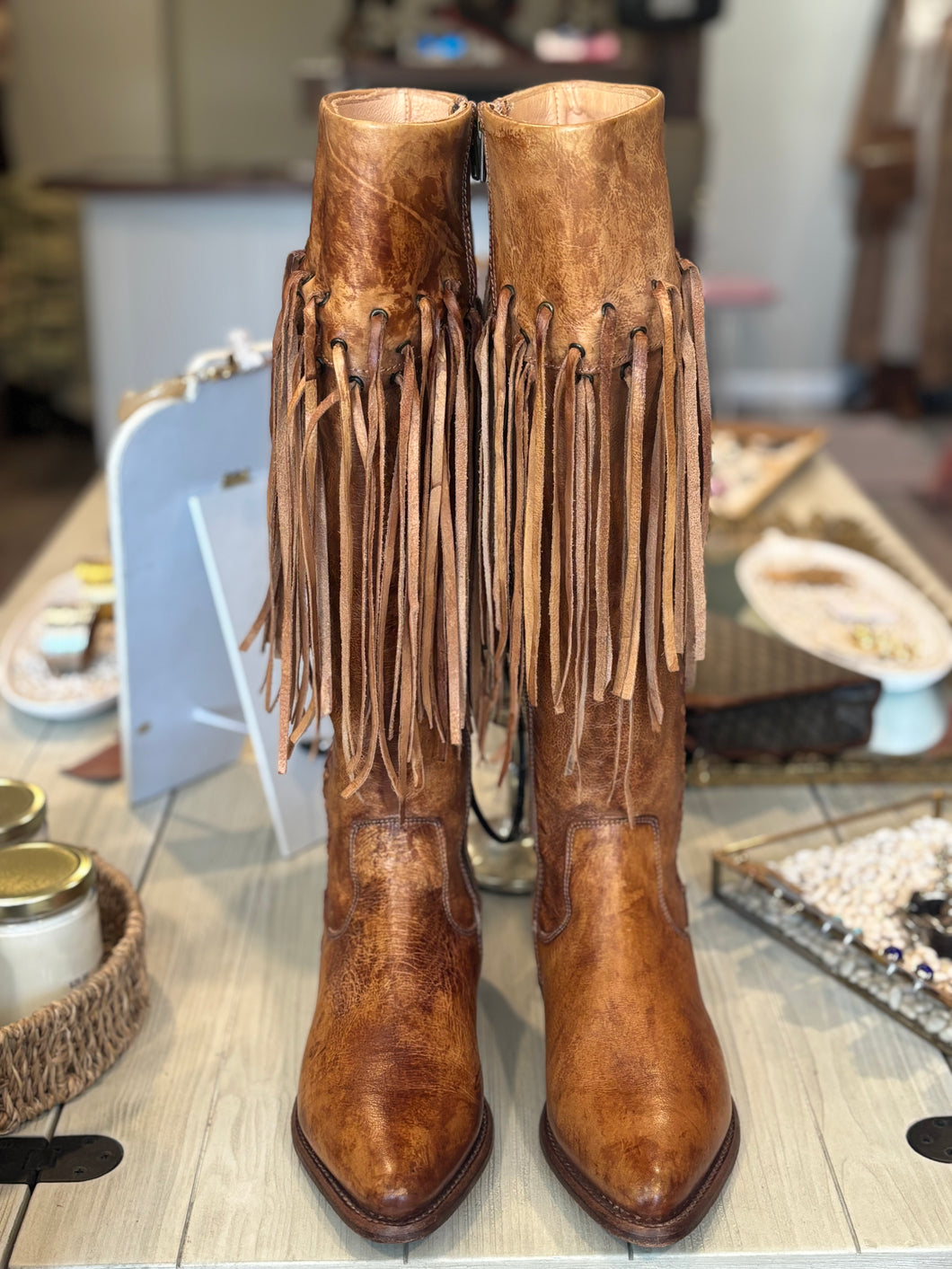 Bed|Stu Tan Leather Fringe Boots