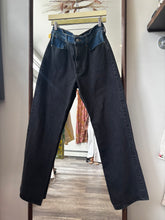 Load image into Gallery viewer, Two Tone Black Medium Wash Denim
