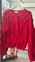 Load image into Gallery viewer, Midnight Lunch Red Pom Pom Sweater
