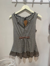 Load image into Gallery viewer, Anthropologie Black Stripes Flounce Top
