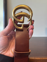 Load image into Gallery viewer, Gucci Marmont Brown Wide Leather Belt
