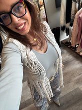 Load image into Gallery viewer, Cream Macrame Fringe Vest
