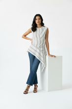 Load image into Gallery viewer, Artelier Asymmetrical Cream Striped Silk Top
