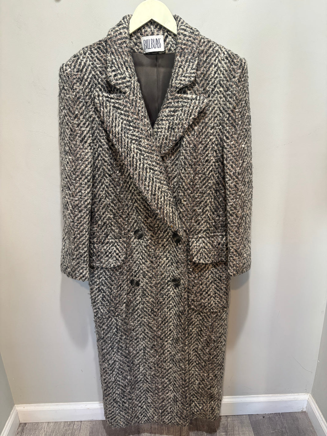 Vintage Bill Blass Grey Herringbone Coat