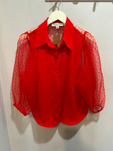Load image into Gallery viewer, Vine and Love Red Sheer Sleeves Top
