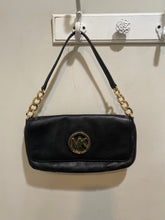 Load image into Gallery viewer, Michael Kors Black Leather Chain Baguette

