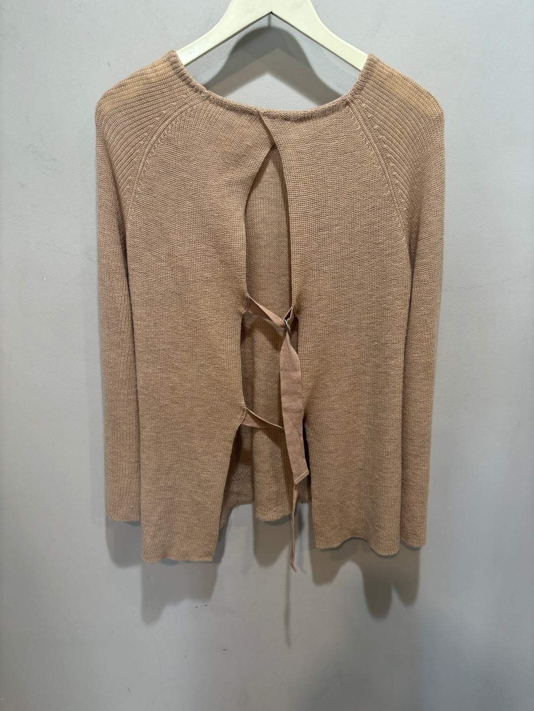 Mystree Tan Open Back Knit Top