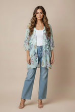 Load image into Gallery viewer, Aqua Multi Floral Kimono
