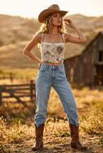 Load image into Gallery viewer, Tapestry Cream Jaquard Multicolor Corset Tank Top
