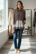 Load image into Gallery viewer, POL Brown Knit Lace Hoodie Top
