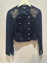 Load image into Gallery viewer, Bebe Blue Embellished Cropped Jacket

