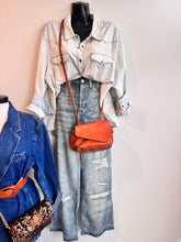 Load image into Gallery viewer, Idlywild Lightwash Chambray Embellished Top
