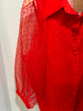 Load image into Gallery viewer, Vine and Love Red Sheer Sleeves Top
