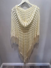 Load image into Gallery viewer, Yellow Crochet Fringe Hood Poncho
