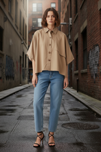 Load image into Gallery viewer, Tan Buttondown Trench Cape
