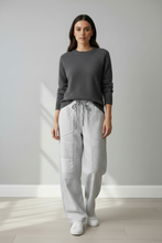 Load image into Gallery viewer, Grey Stripes Patchwork Barrel Pants
