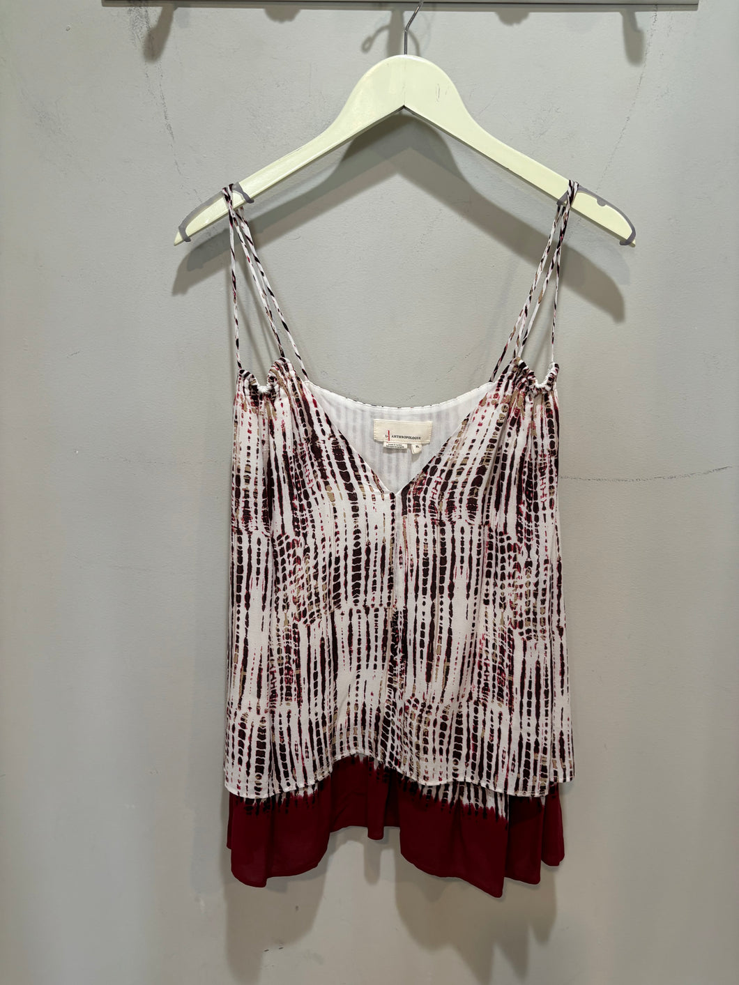 Anthropologie White Burgundy Tank Top