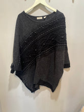 Load image into Gallery viewer, Anthropologie Black Grey Asymmetrical Poncho
