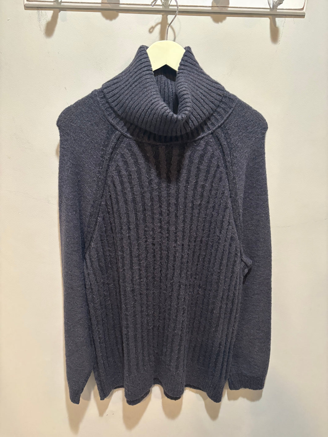 Free People Grey Ribbed Shaggy Sweater