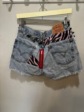 Load image into Gallery viewer, Levis Light Wash Studs Custom Distressed Shorts
