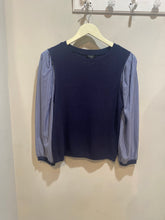 Load image into Gallery viewer, Current Air Blue Knit Vest Puff Sleeves Top
