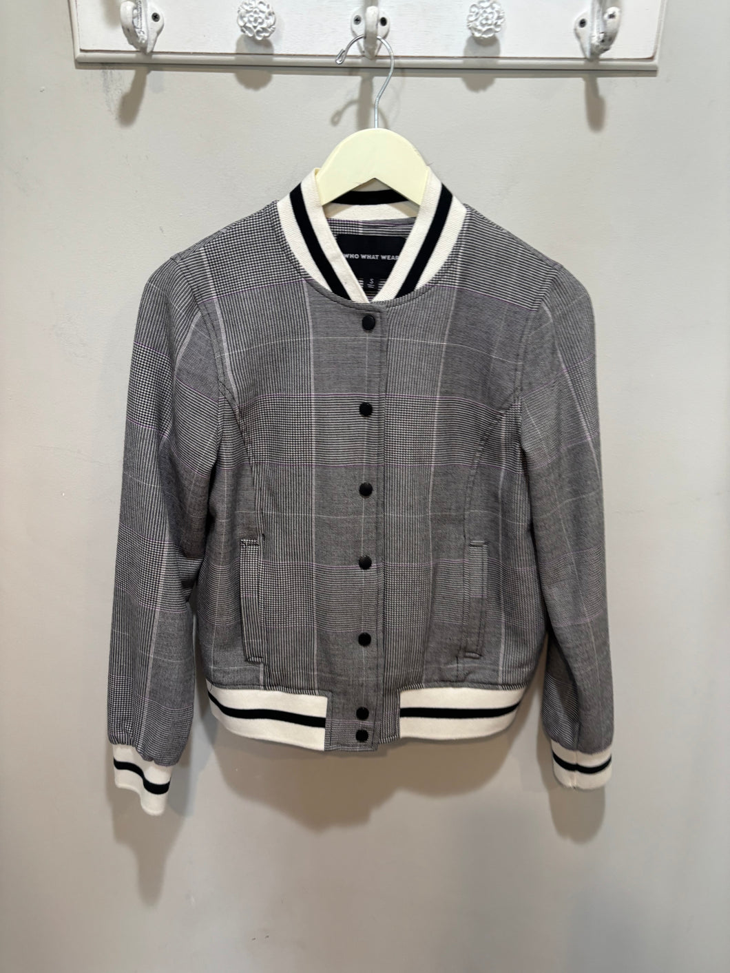 Who What Wear Glen Plaid Bomber Jacket
