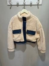 Load image into Gallery viewer, Urban Outfitters Teddy Denim Trim Cropped Jacket
