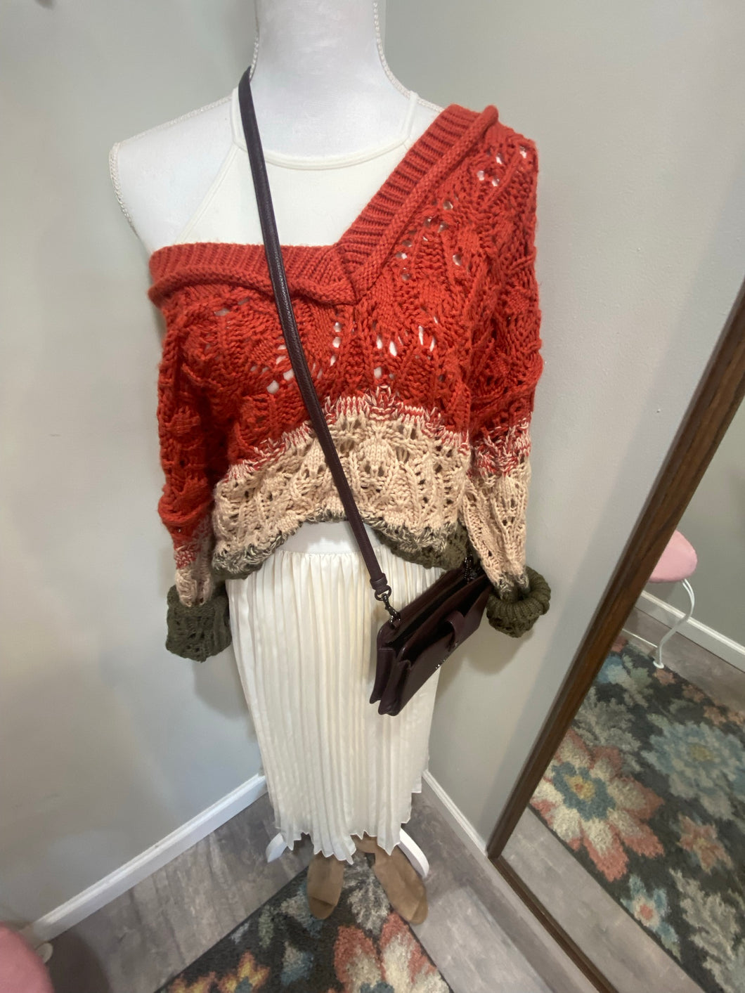 POL Color Block Cableknit Sweater
