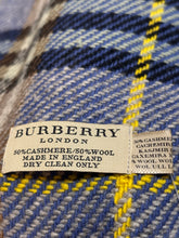 Load image into Gallery viewer, Burberry Blue Plaid Cashmere Blend Scarf
