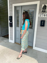 Load image into Gallery viewer, Vintage Green Multifloral MIDI Skirt
