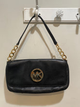 Load image into Gallery viewer, Michael Kors Black Leather Chain Baguette
