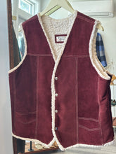 Load image into Gallery viewer, Vintage Burgundy Suede Sherpa Vest
