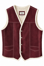 Load image into Gallery viewer, Vintage Burgundy Suede Sherpa Vest
