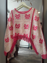 Load image into Gallery viewer, Cream Coral Crochet Poncho Top
